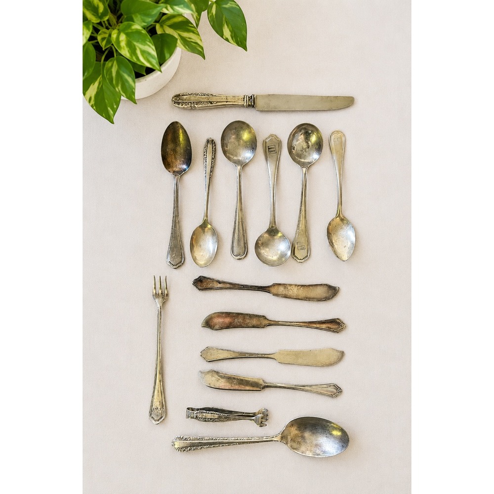 Vintage Kings Plate Queens Plate Silverplate Flatware Set 14 Pc Niagara Falls